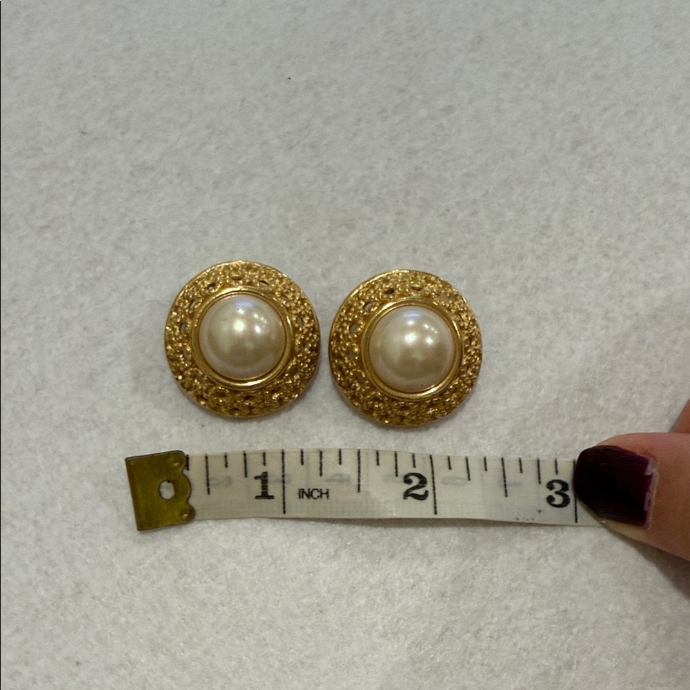 Dior Vintage Gold and Pearl Stud Earrings